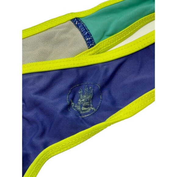 Body Glove Bikini Set Small Cheeky‎ Bottoms Tie Side Triangle Top Blue Neon Swim - Picture 5 of 8